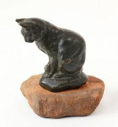 SIGNED BARYE PATINA BRONZE FIG