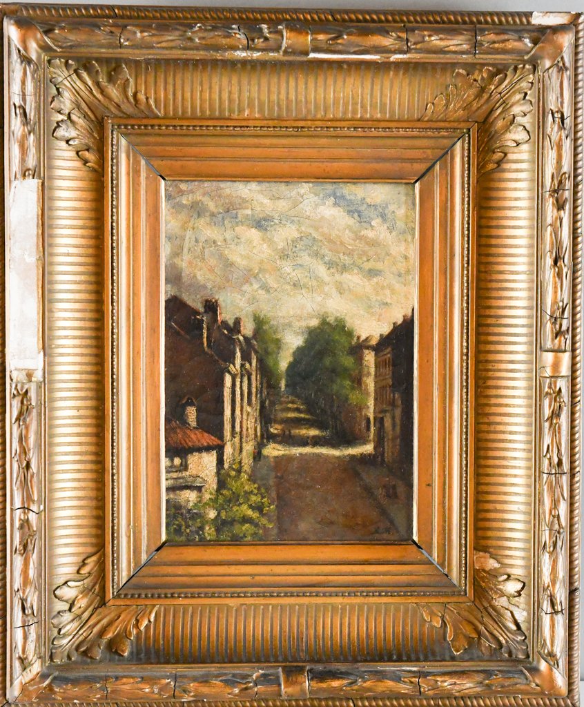 SIGNED B.M. TUSCAN CITY SCENE OIL