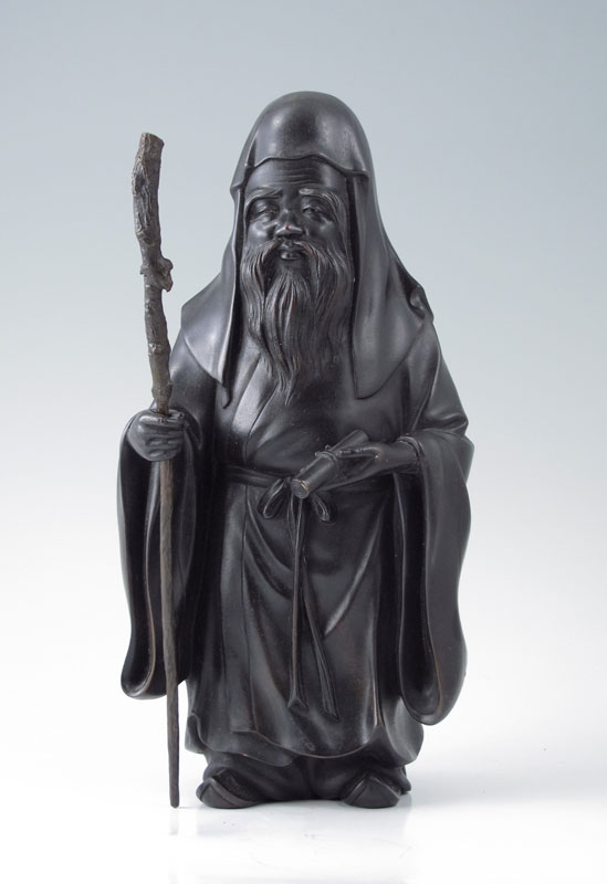 SIGNED BRONZE JAPANESE GOD OF