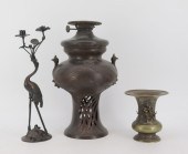 SIGNED BRONZE JAPANESE OIL LAM