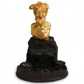 SIGNED BRONZE SATYR INKWELLDES