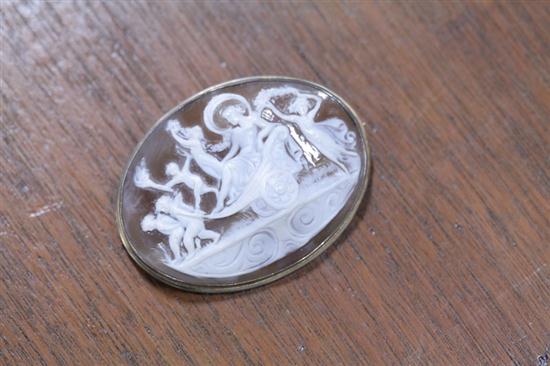 SIGNED CAMEO BROOCH. Ornate