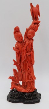 SIGNED CARVED CORAL FIGURAL GR