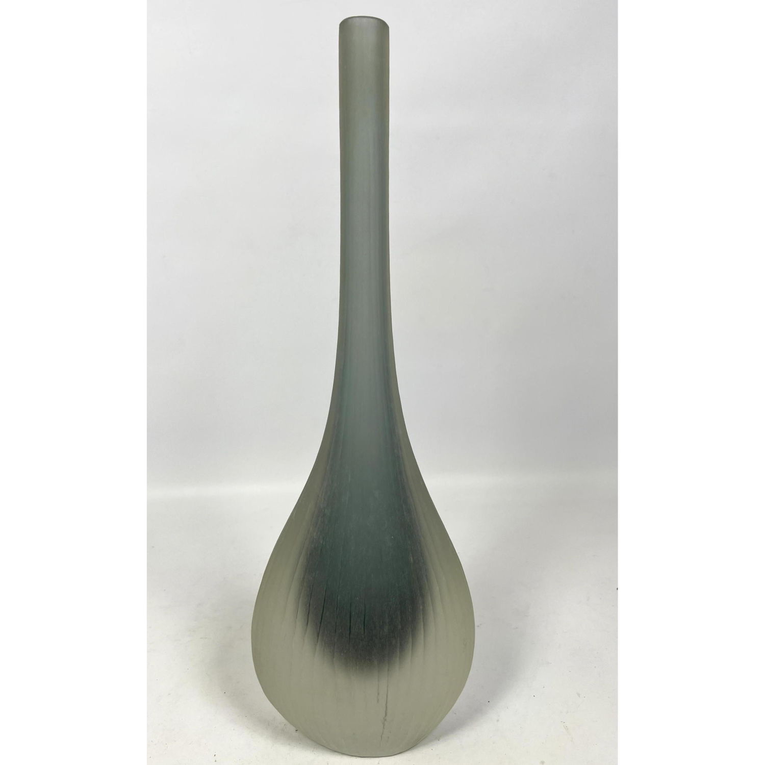 Signed Carved Glass Bottle Vase