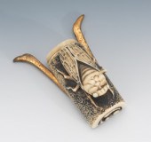 Signed Carved Ivory Cicada Net