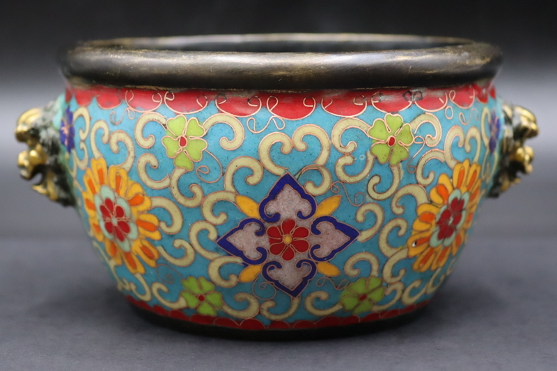 SIGNED CHINESE BRONZE CLOISONNE