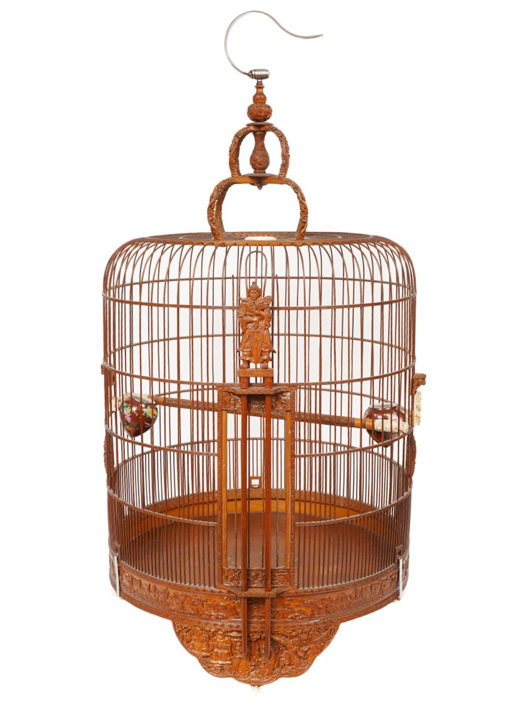 SIGNED CHINESE CARVED BAMBOO BIRD