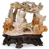 SIGNED CHINESE CARVED SOAPSTON