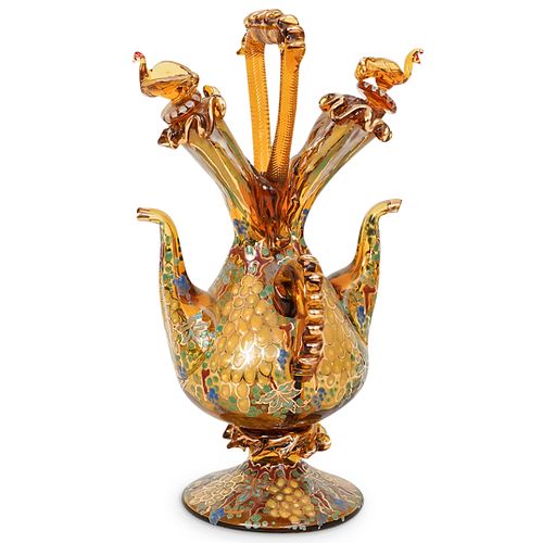 SIGNED "CIRE" ART GLASS DOUBLE