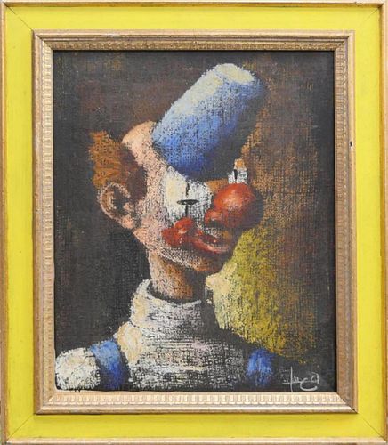 SIGNED CLOWN PORTRAIT OIL