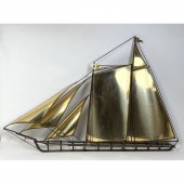Signed DeMott Brass Sailboat W