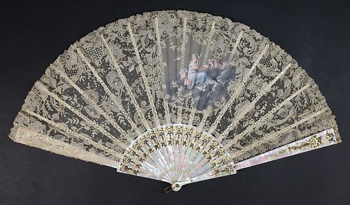 SIGNED F. HOUGHTON LACE FANLace fan