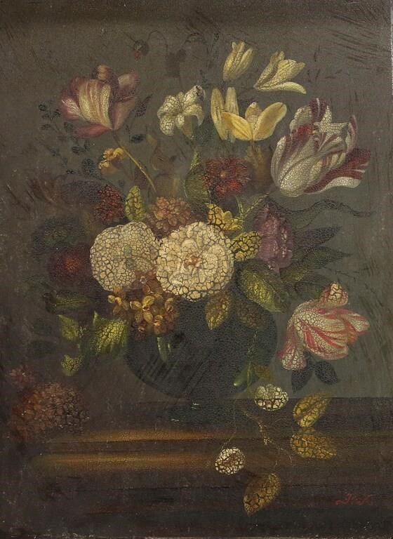 SIGNED FK OIL ON BOARD STILL LIFE