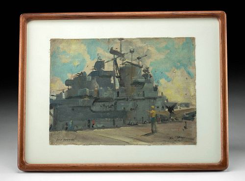 SIGNED FRAMED DRAPER PAINTING - USS