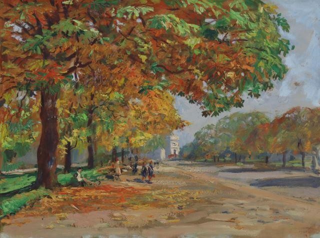 SIGNED FRENCH AUTUMN PARK LANDSCAPE