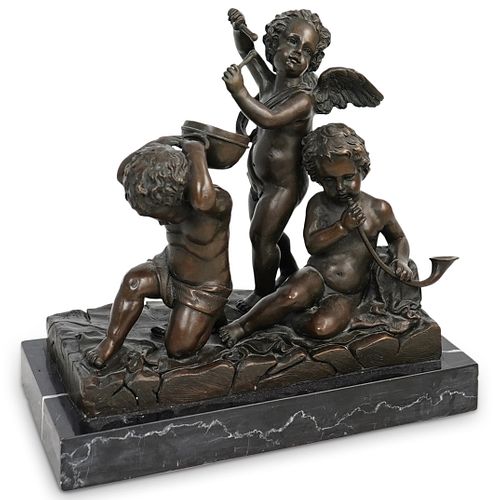 SIGNED FRENCH CHERUB BRONZE