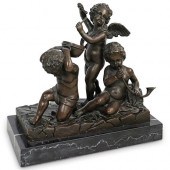 SIGNED FRENCH CHERUB BRONZE SC
