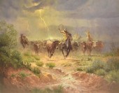 SIGNED G. HARVEY PRINT COWBOYS