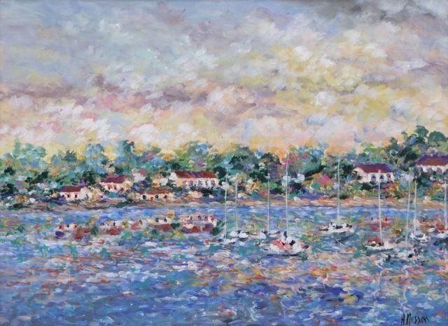 SIGNED H. MESSER MARINA PAINTING,