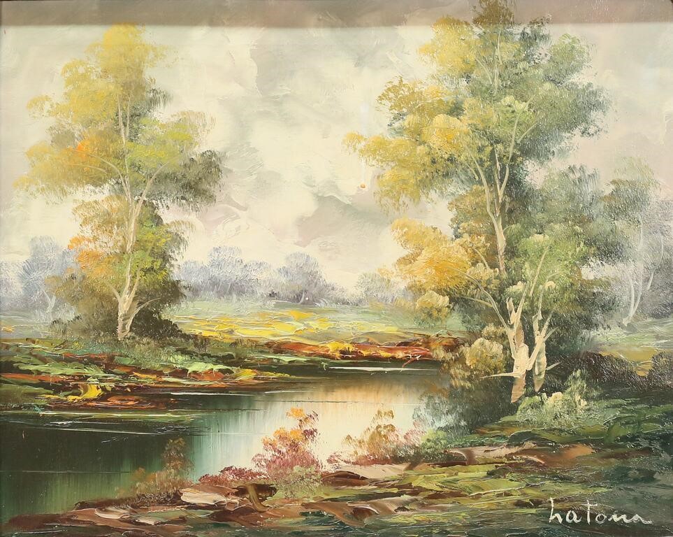 SIGNED HATOMA OIL ON CANVAS RIVER
