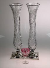 SIGNED HAWKES IRIS CUT GLASS P