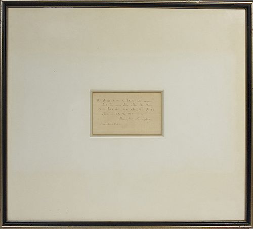 SIGNED HENRY W. LONGFELLOW STANZA
