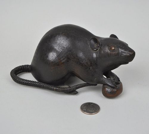 SIGNED JAPANESE BRONZE RAT