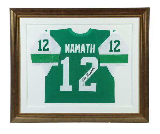 SIGNED JOE NAMATH JERSEY.
