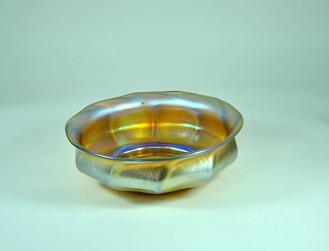 SIGNED L.C.T. FAVRILE GOLD RIBBED