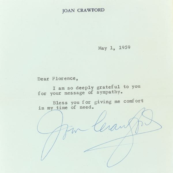 SIGNED LETTERS BY JOAN CRAWFORD