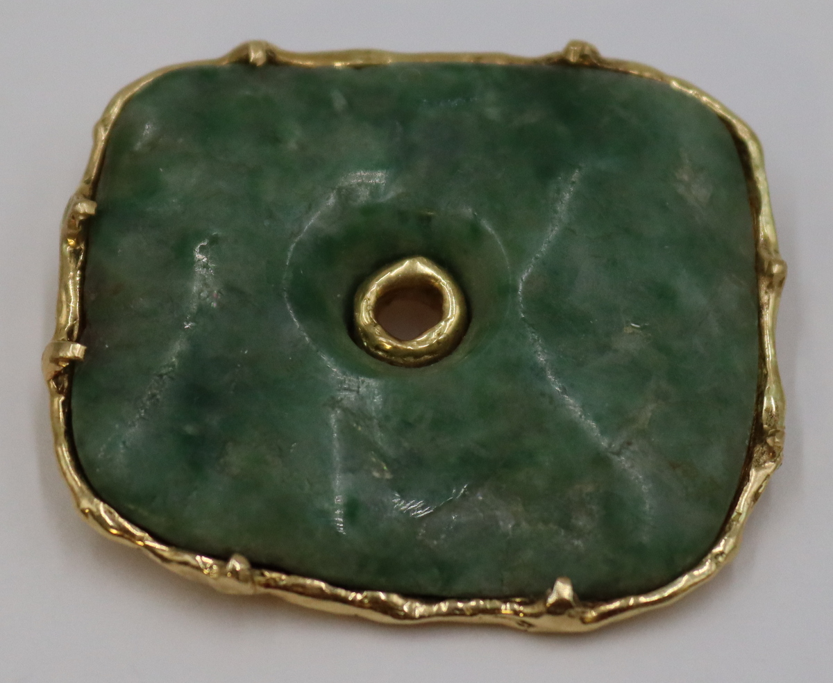 SIGNED LORE 18KT GOLD AND JADE