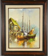 SIGNED LUINI SEASCAPE OIL PAIN