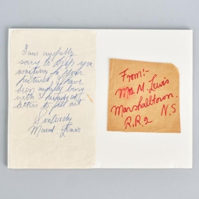 SIGNED MAUD LEWIS LETTERA letter
