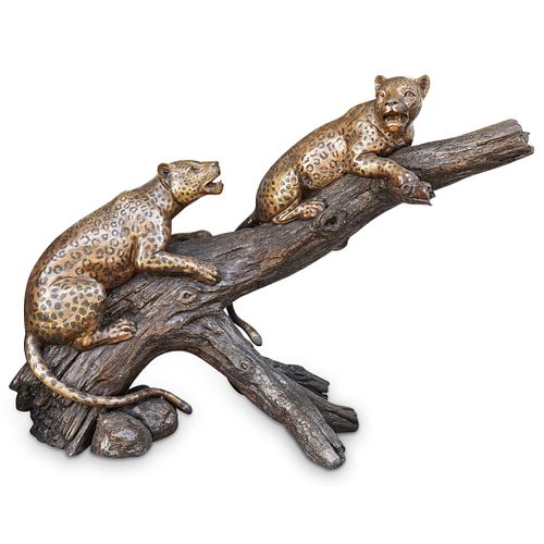 SIGNED MONUMENTAL LEOPARD BRONZE