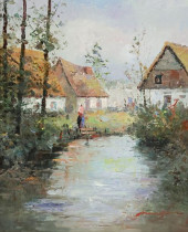 SIGNED MORGAN OIL PAINTING, IM