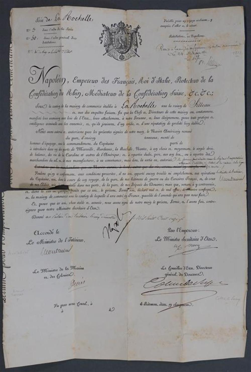 SIGNED NAPOLEONIC IMPORTATION