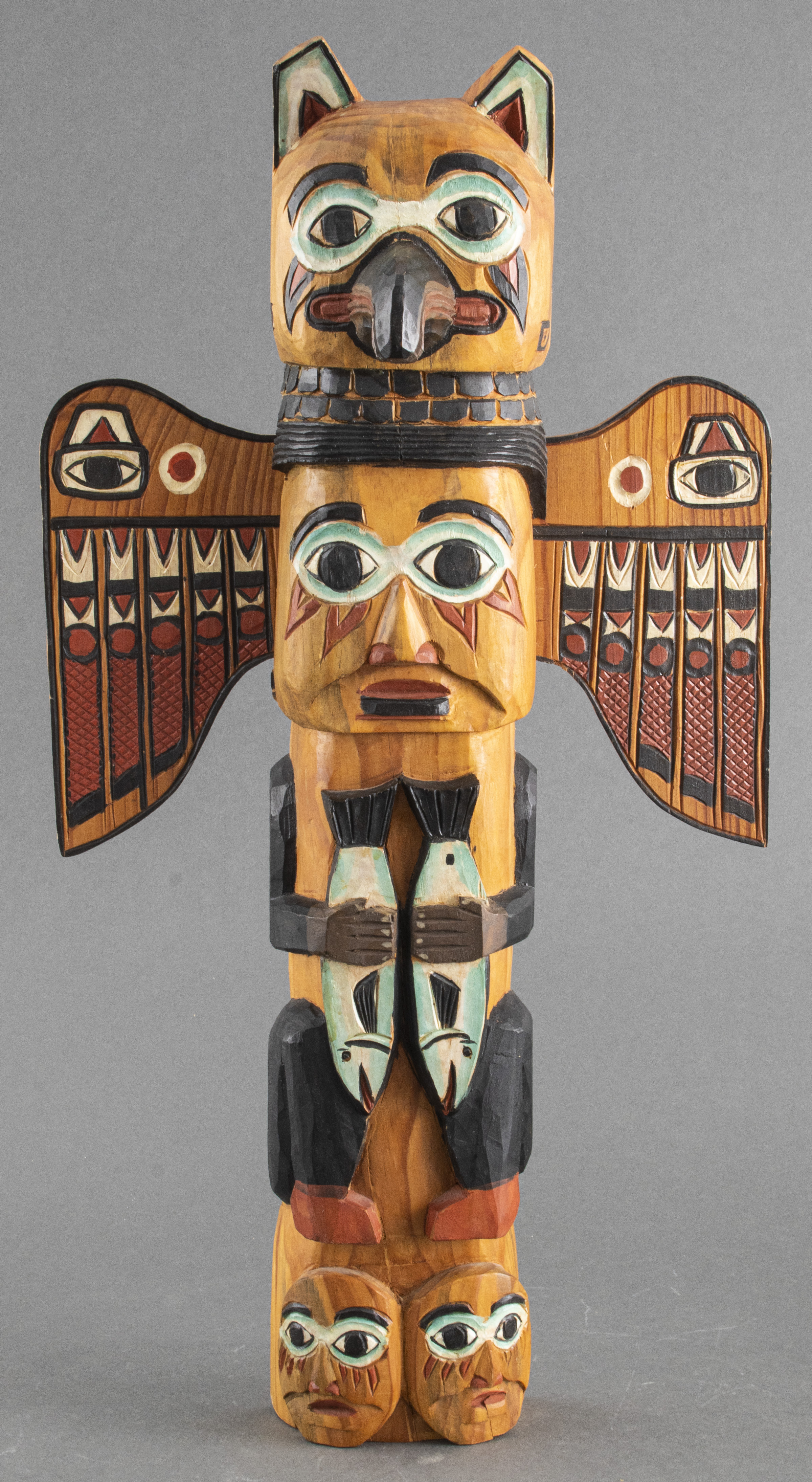 SIGNED NATIVE AMERICAN TOTEM WALL