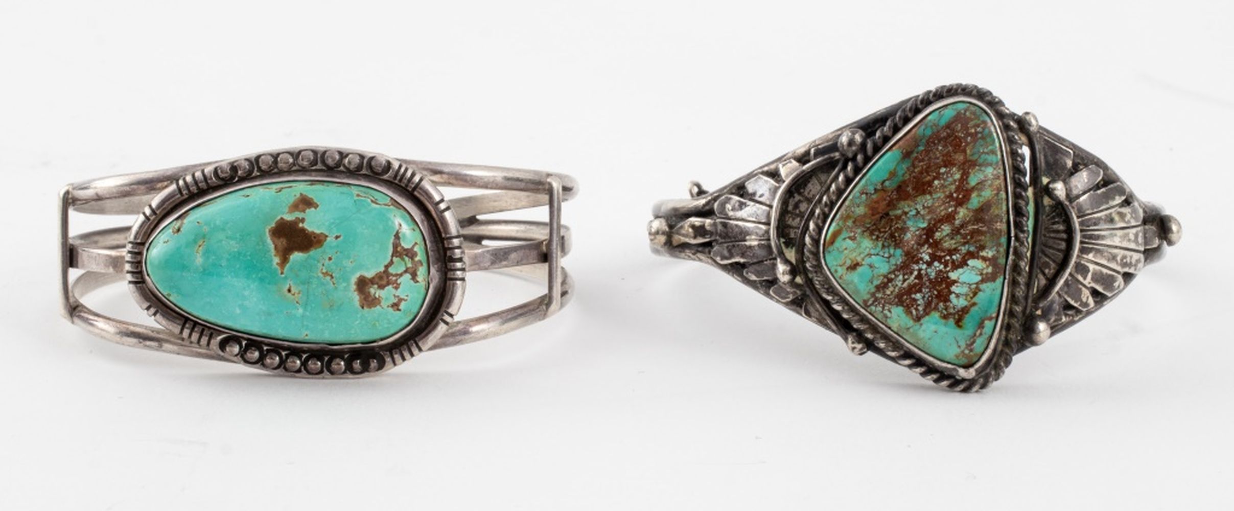 SIGNED NAVAJO STERLING TURQUOISE