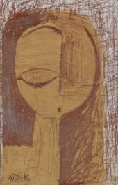 SIGNED NIZAR CRAYON & ACRYLIC