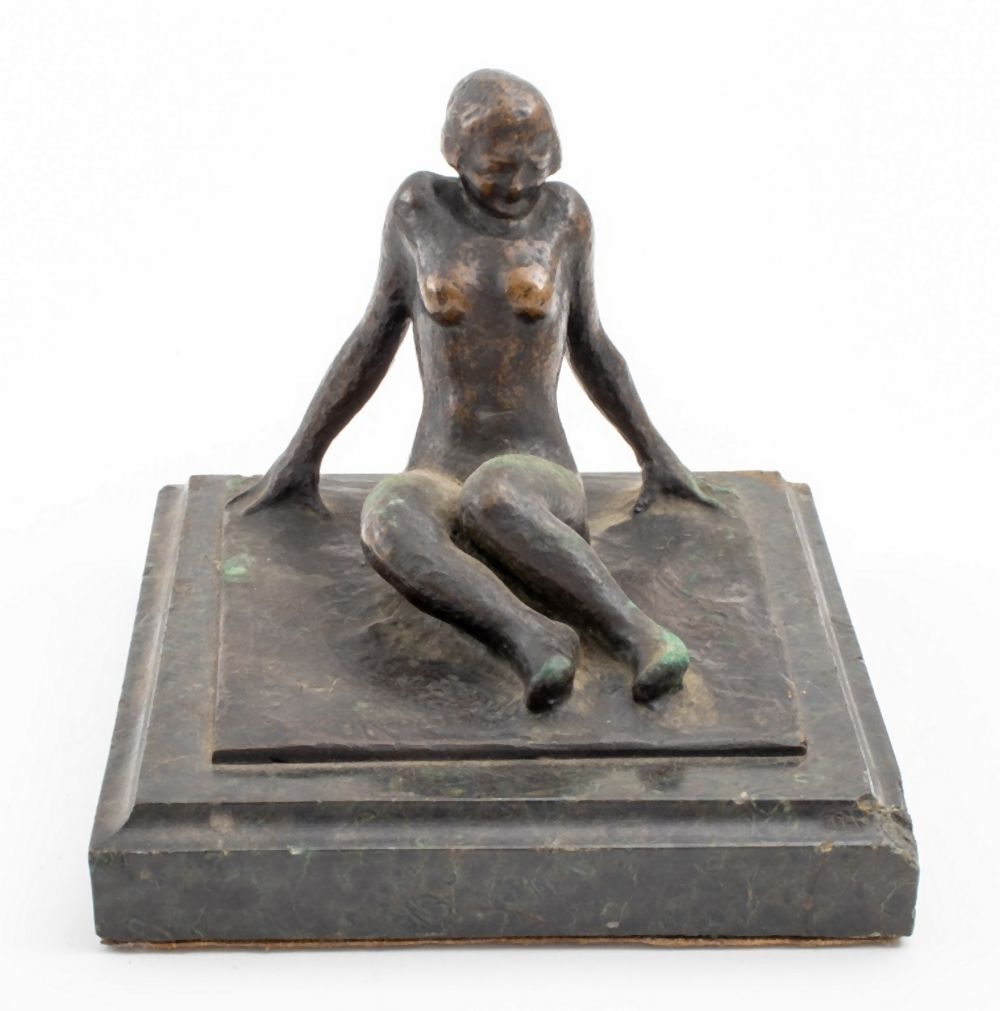 SIGNED NUDE FEMALE PATINATED BRONZE