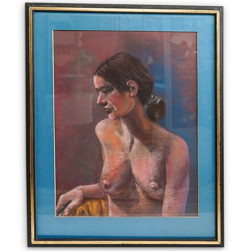 SIGNED NUDE PASTEL ON