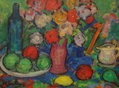 Signed.  O/C Modernist Floral