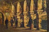 SIGNED OIL ON BOARD STREET SCE