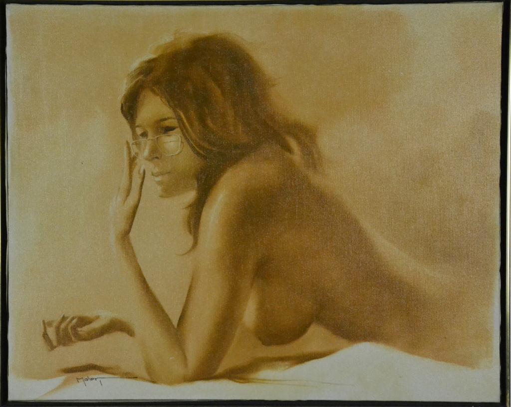 Signed Oil On Canvas Of A Nude With