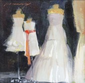 SIGNED OIL PAINTING DRESS SHOP