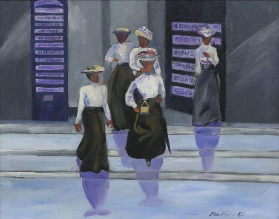 SIGNED OIL PAINTING LADIES ON