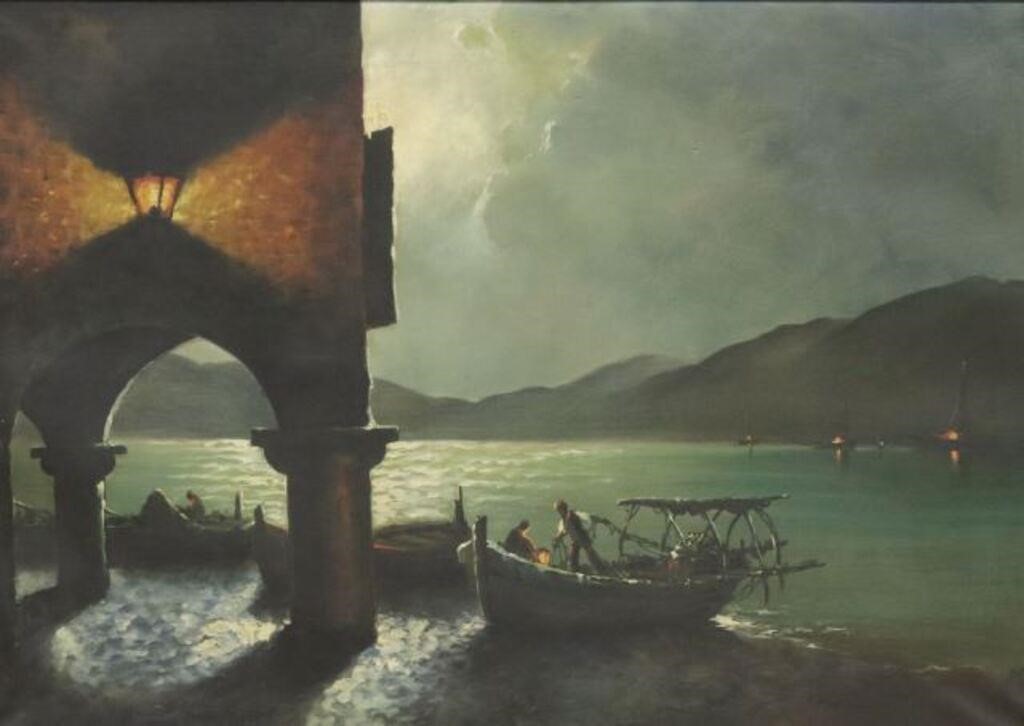 SIGNED OIL PAINTING LAKE COMO