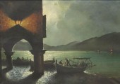SIGNED OIL PAINTING LAKE COMO