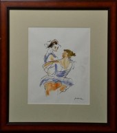SIGNED PASCIN INK AND WATERCOL