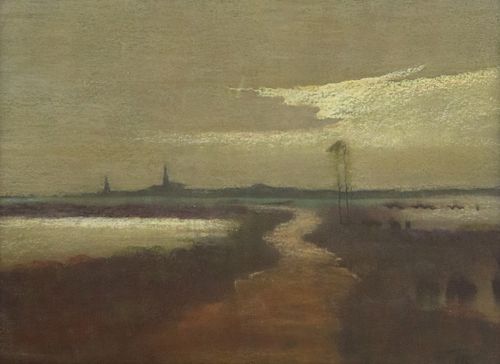 SIGNED PASTEL ON BOARD TWILIGHT